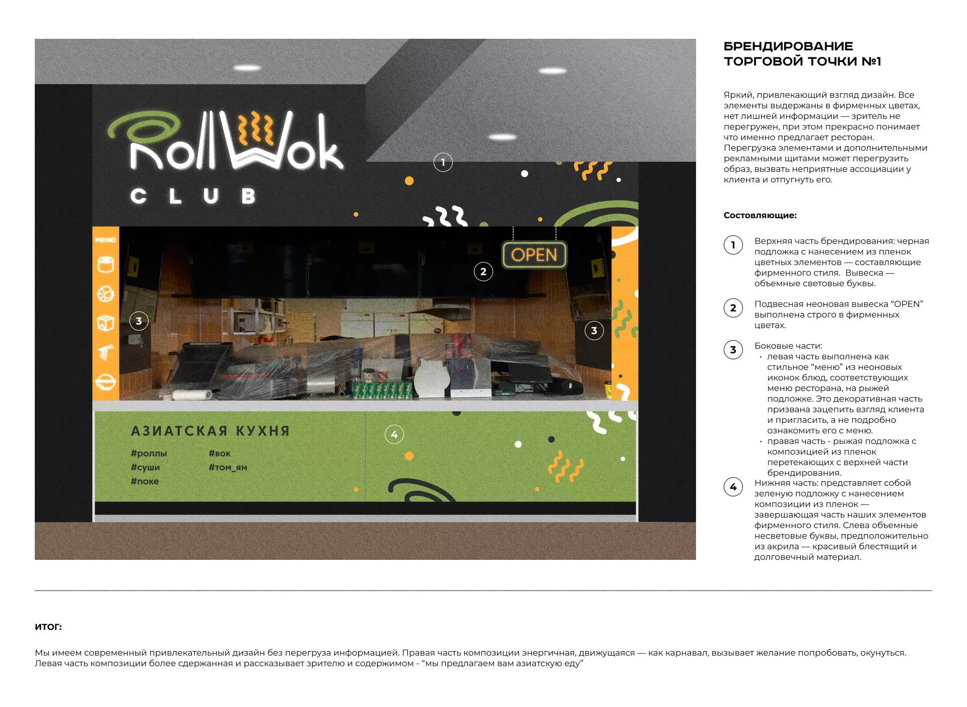 Брендирование торговых точек суши-бара «Roll Wok Club» в Курильске